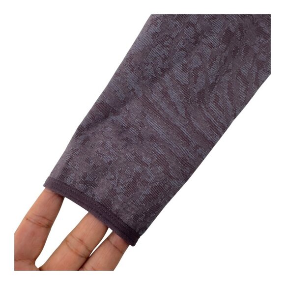 Gymshark Womens Medium Long Sleeve Lace-Back Crop Top Dark Purple Pattern - Picture 8 of 10